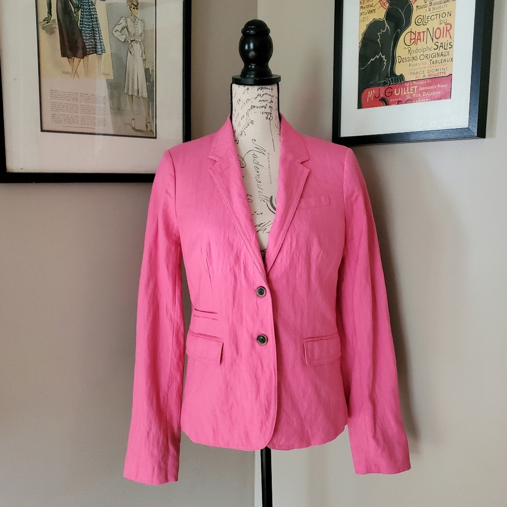 J. Crew Schoolboy Herringbone Pink Blazer Size 8 Tall NWT - Picture 5 of 16